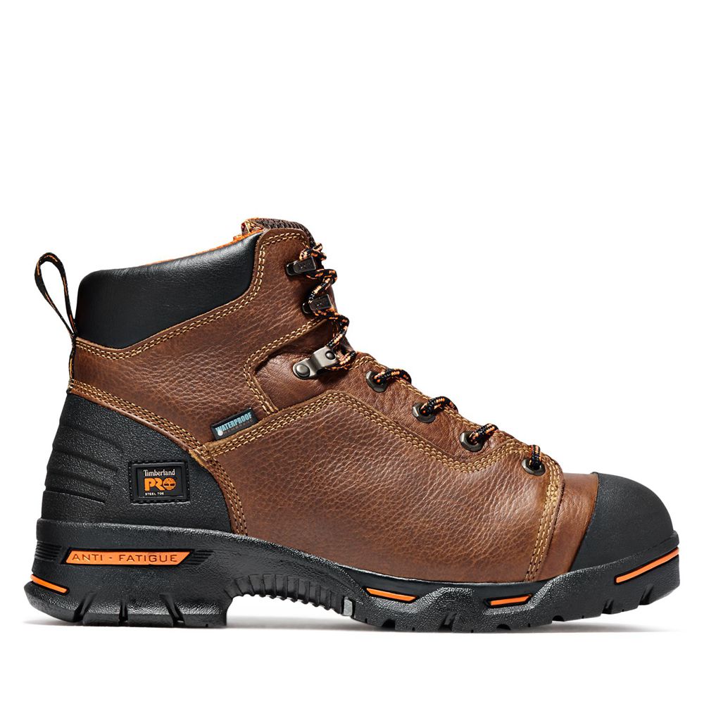 Timberland Μποτακια Εργασίας Ανδρικα Καφε/Μαυρα - Pro® Endurance 6" Steel Toe - Greece 1095267-JY